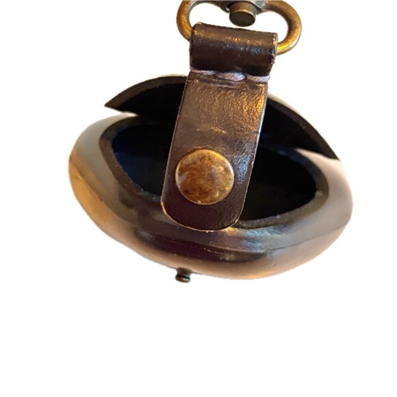 Hard Leather Pouch w Clasp Pellet Pouch Coin Wallet Trinket Holder Backpack - Picture 3 of 5